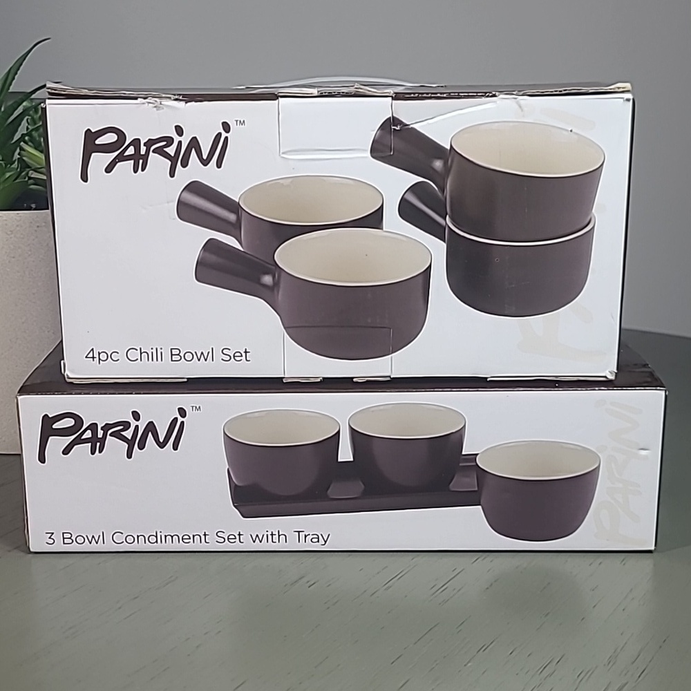 Parini 4pc Chili Bowl and 3 Bowl Condiment Set